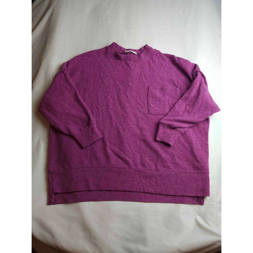 ZENANA Magenta Purple Textured Knit Mock Neck Sweatshirt Womens L/XL